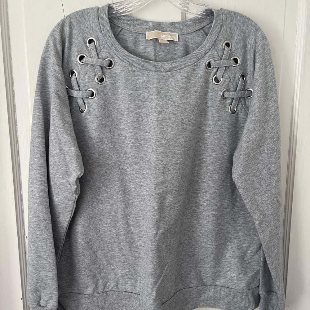 Michael Kors Gray Lace-Up Sweatshirt